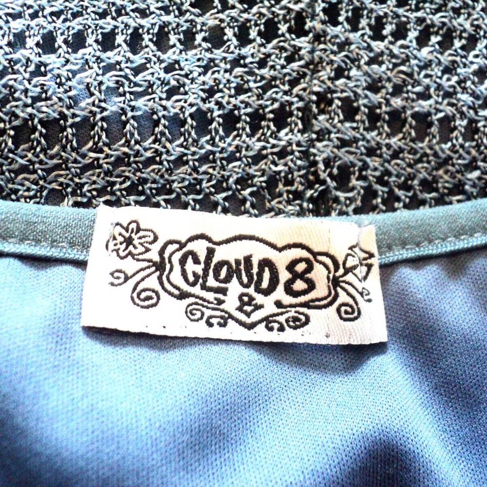 Cloud 8 Dress Women's Size 10 Blue-Gray Crocheted Lace, Lined Cap Sleeve Vintage - Picture 7 of 7
